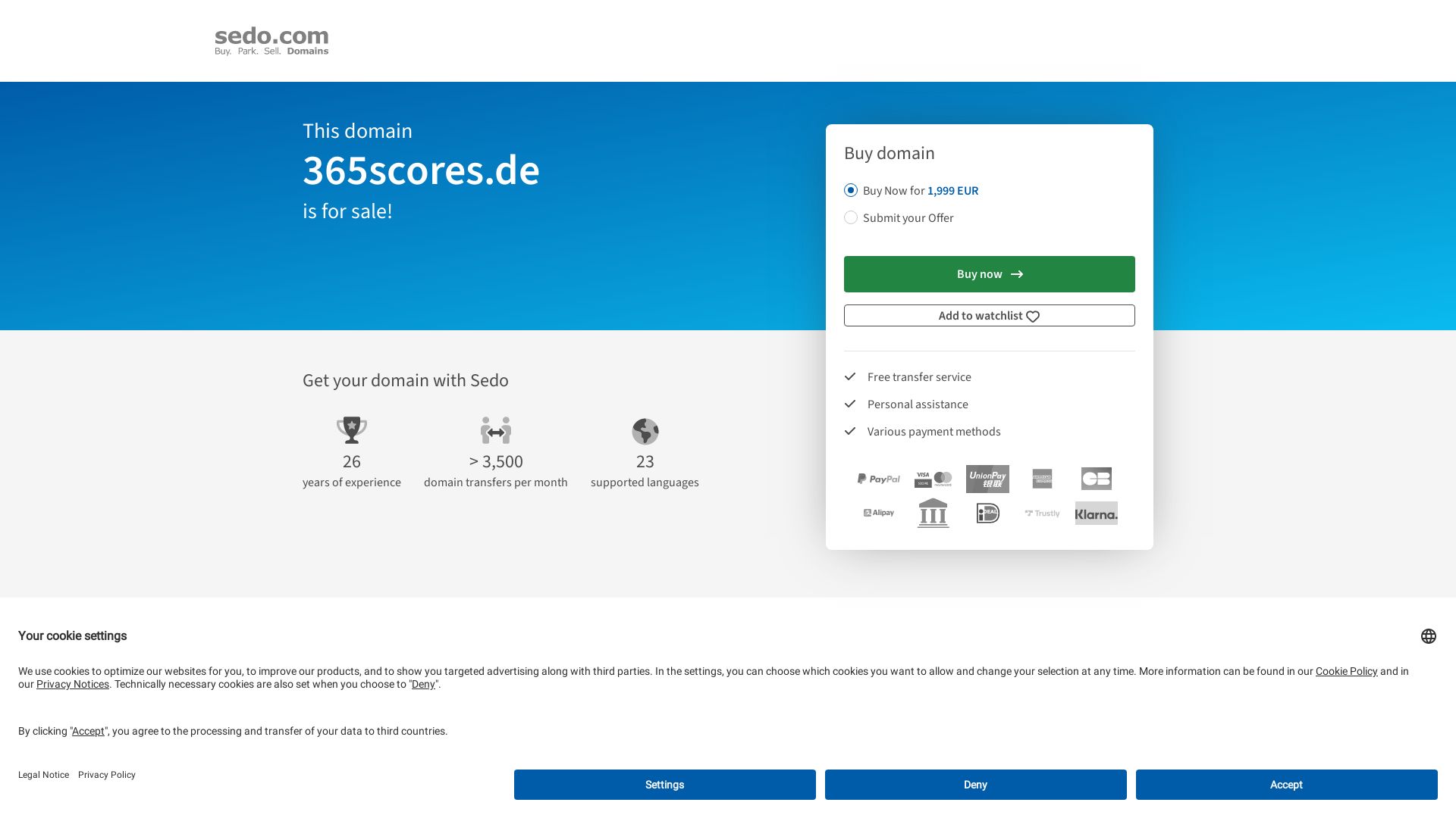 Website status 365scores.de is   ONLINE