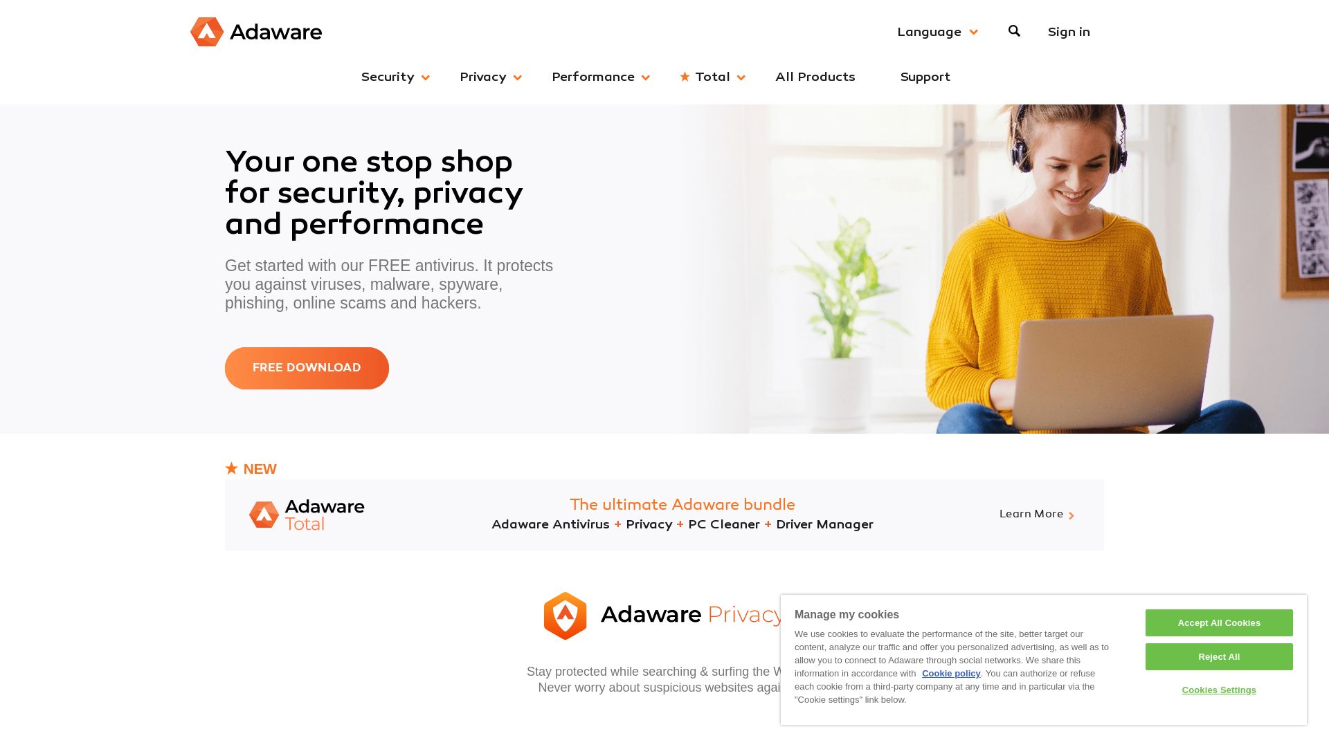 Website status adaware.com is   ONLINE