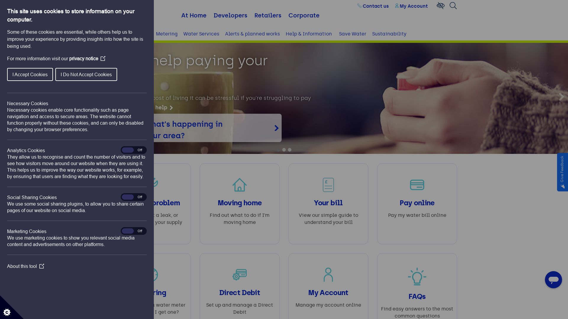 Website status affinitywater.co.uk is   ONLINE