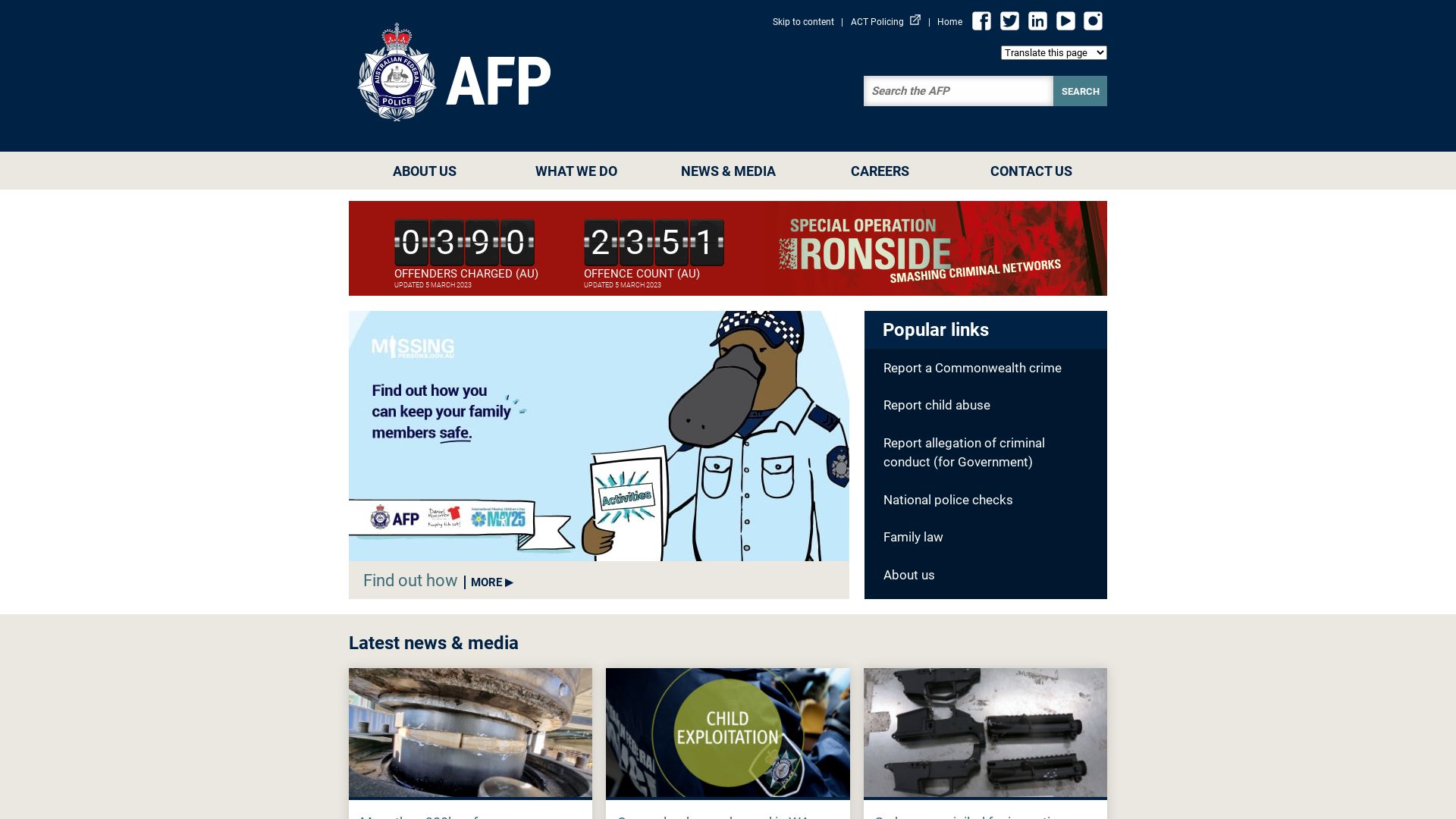 Website status afp.gov.au is   ONLINE