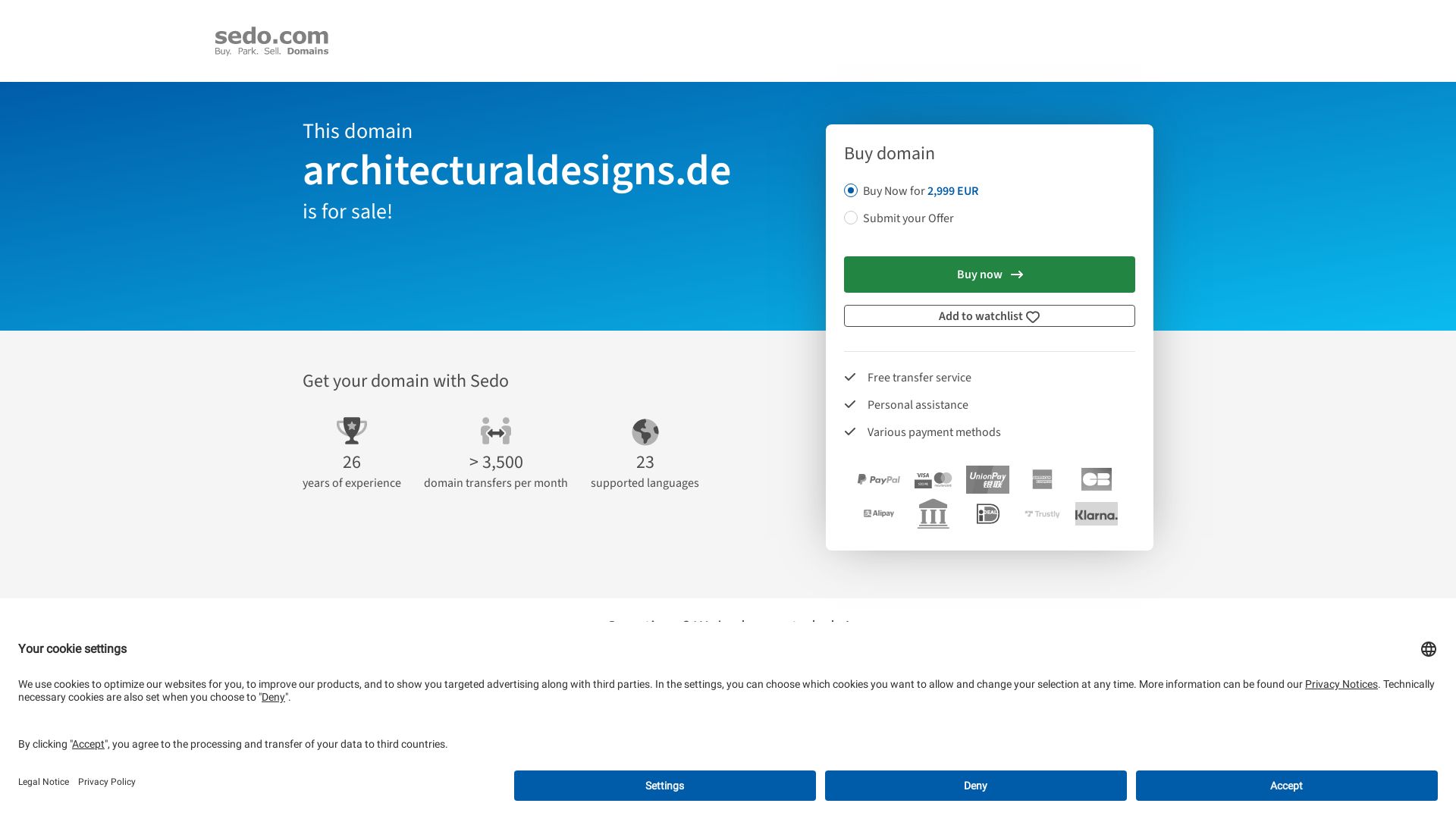 Website status architecturaldesigns.de is   ONLINE
