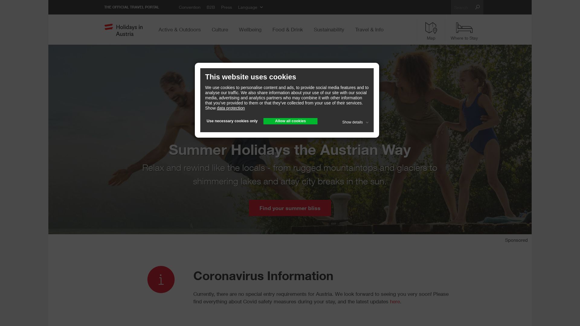 Website status austria.info is   ONLINE