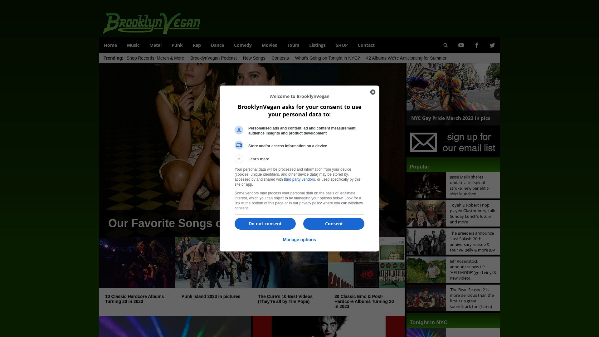 Website status brooklynvegan.com is   ONLINE