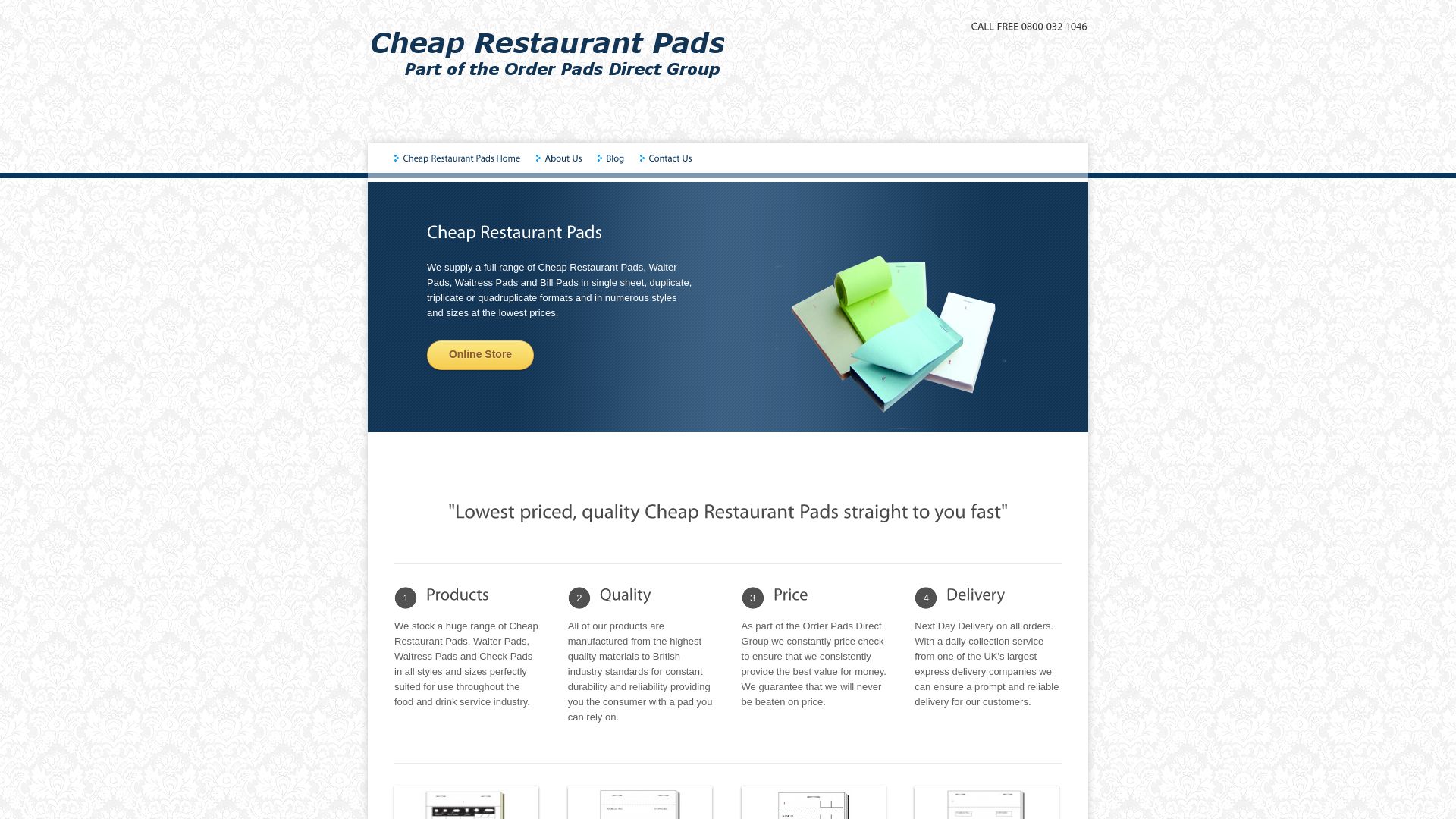 Website status cheaprestaurantpads.com is   ONLINE