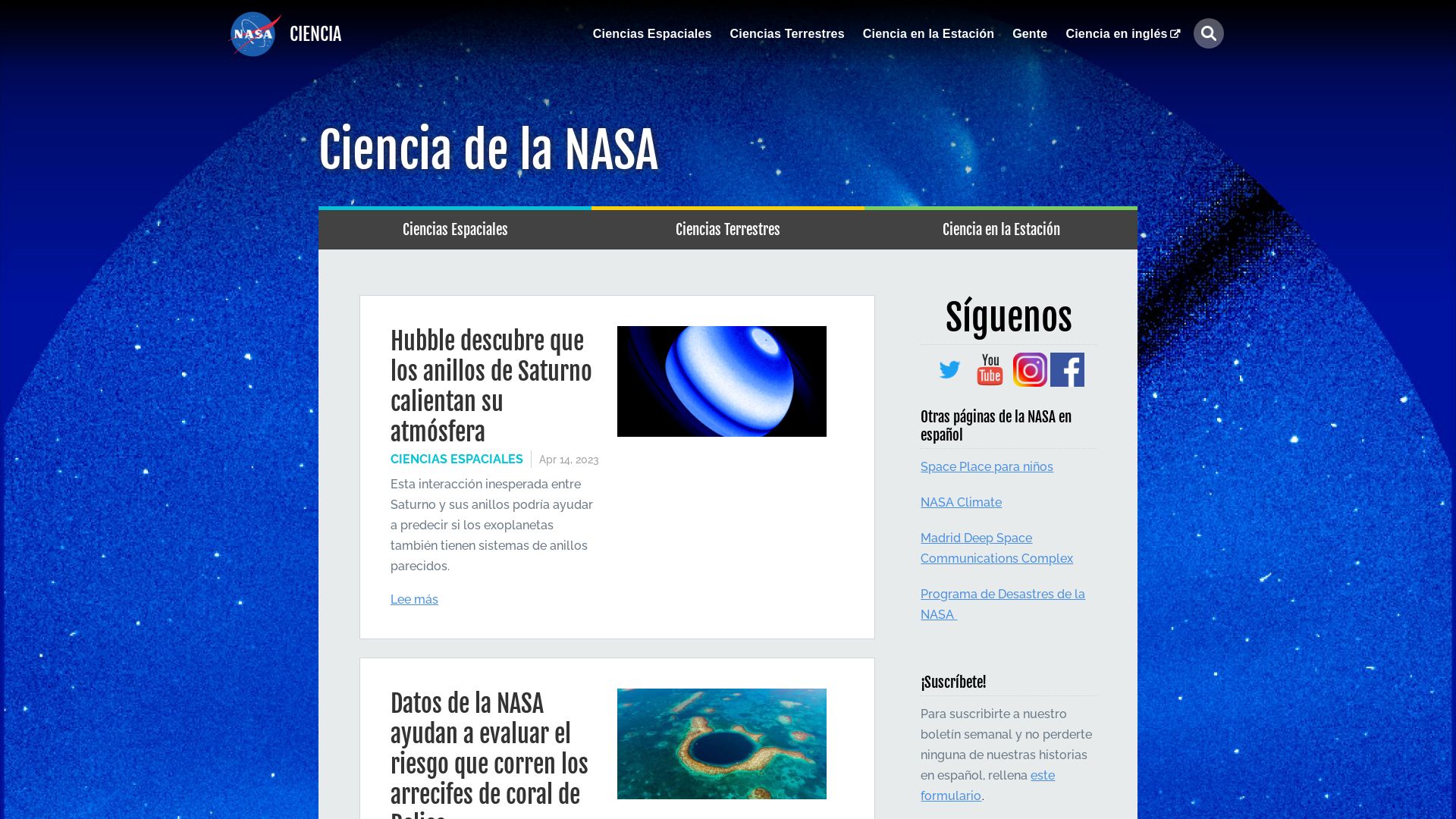 Website status ciencia.nasa.gov is   ONLINE