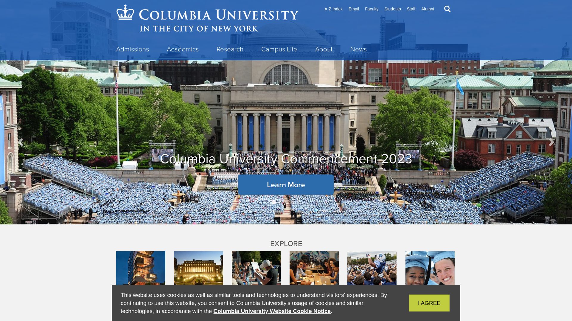 Website status columbia.edu is   ONLINE
