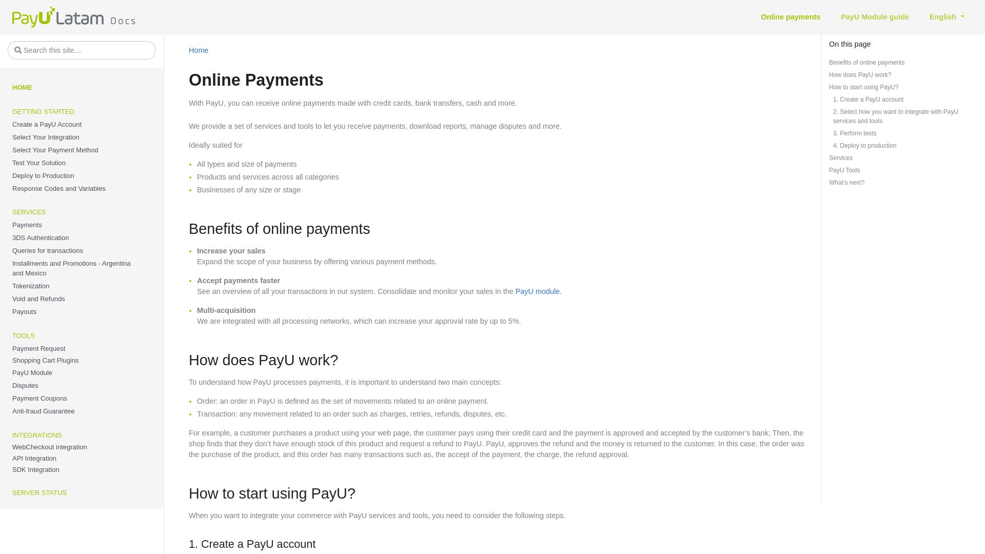 Website status developers.payulatam.com is   ONLINE