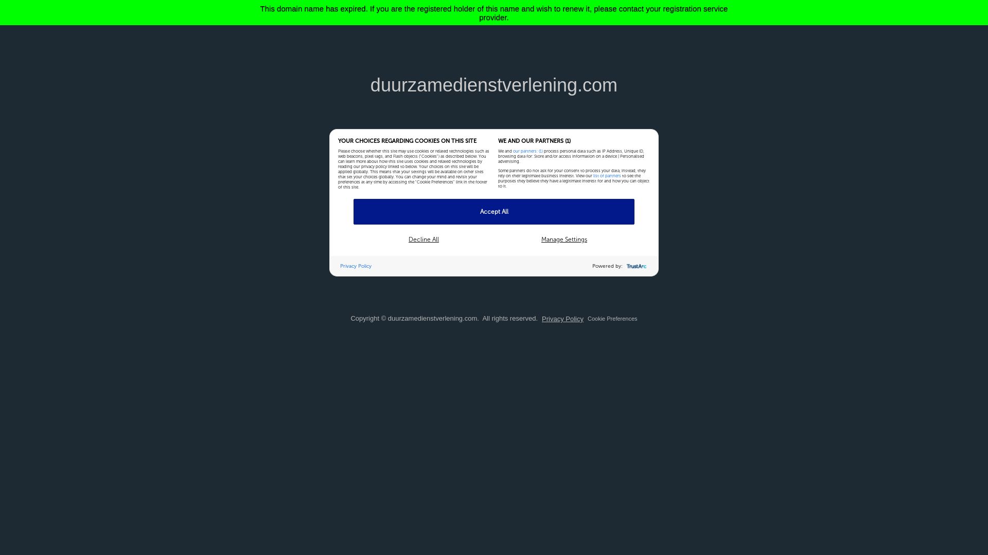 Website status duurzamedienstverlening.com is   ONLINE