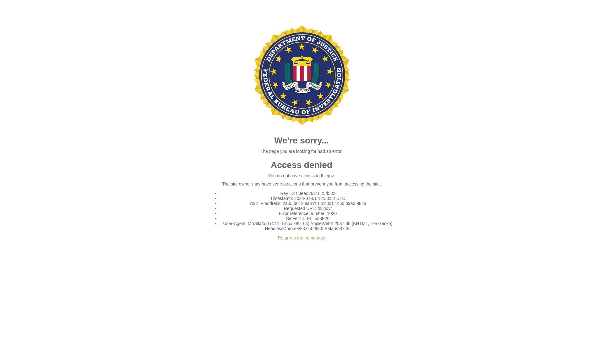 Website status fbi.gov is   ONLINE