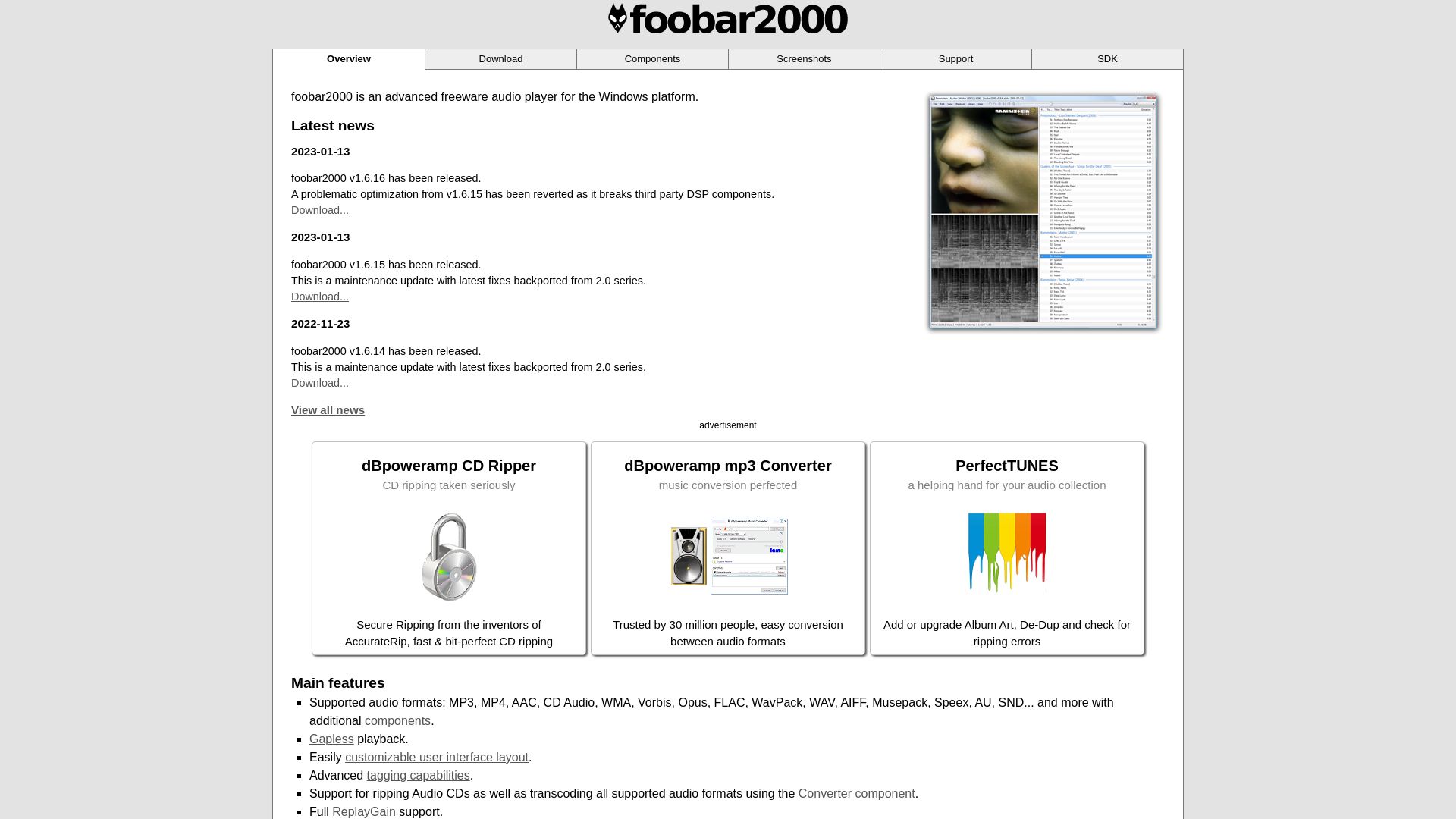 Website status foobar2000.org is   ONLINE