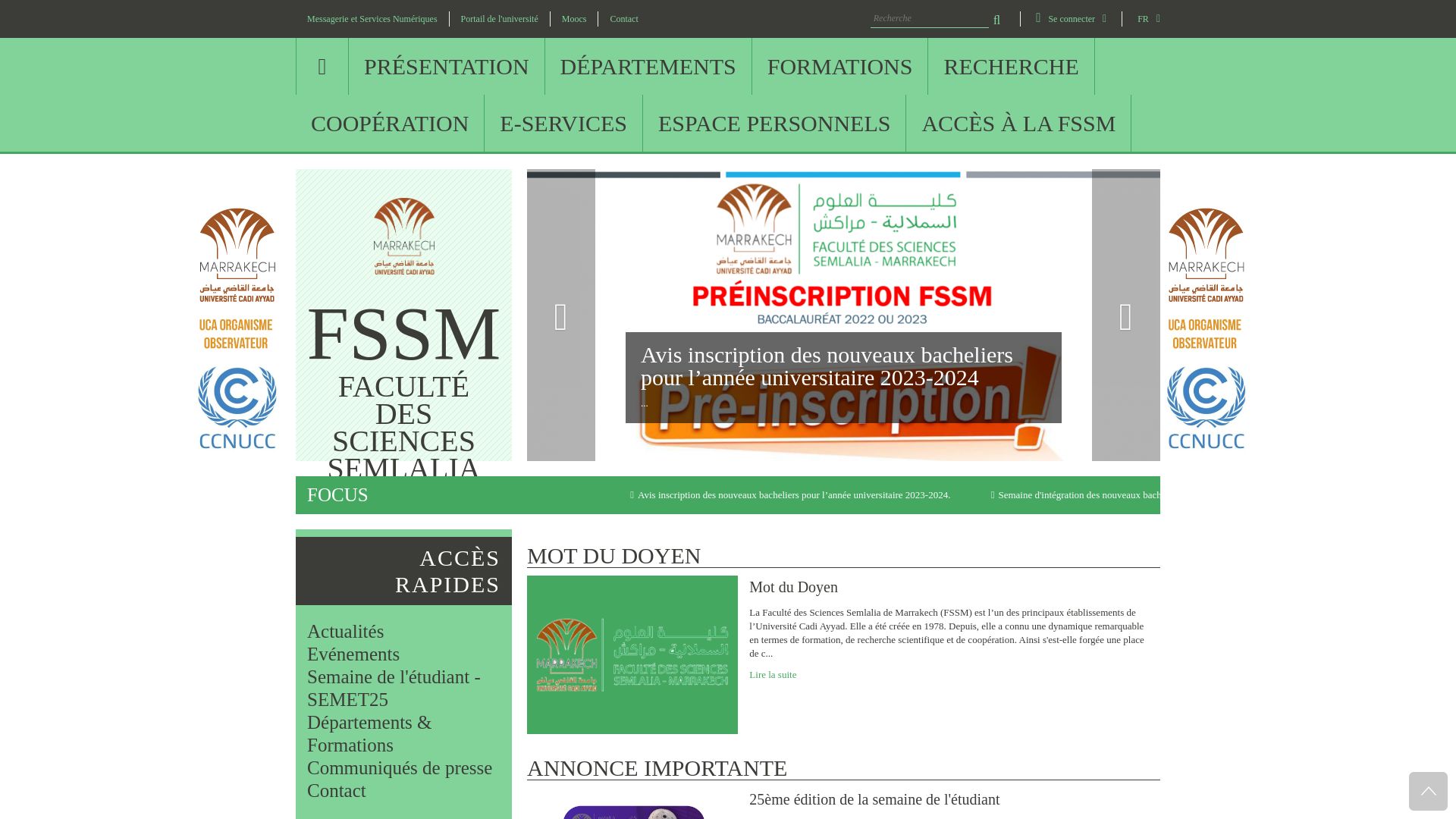 Website status fssm.uca.ma is   ONLINE