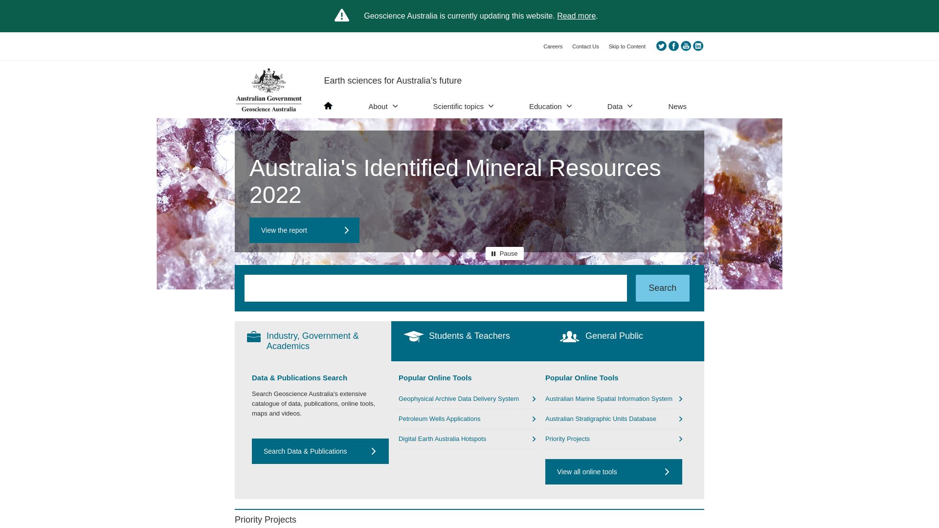 Website status ga.gov.au is   ONLINE
