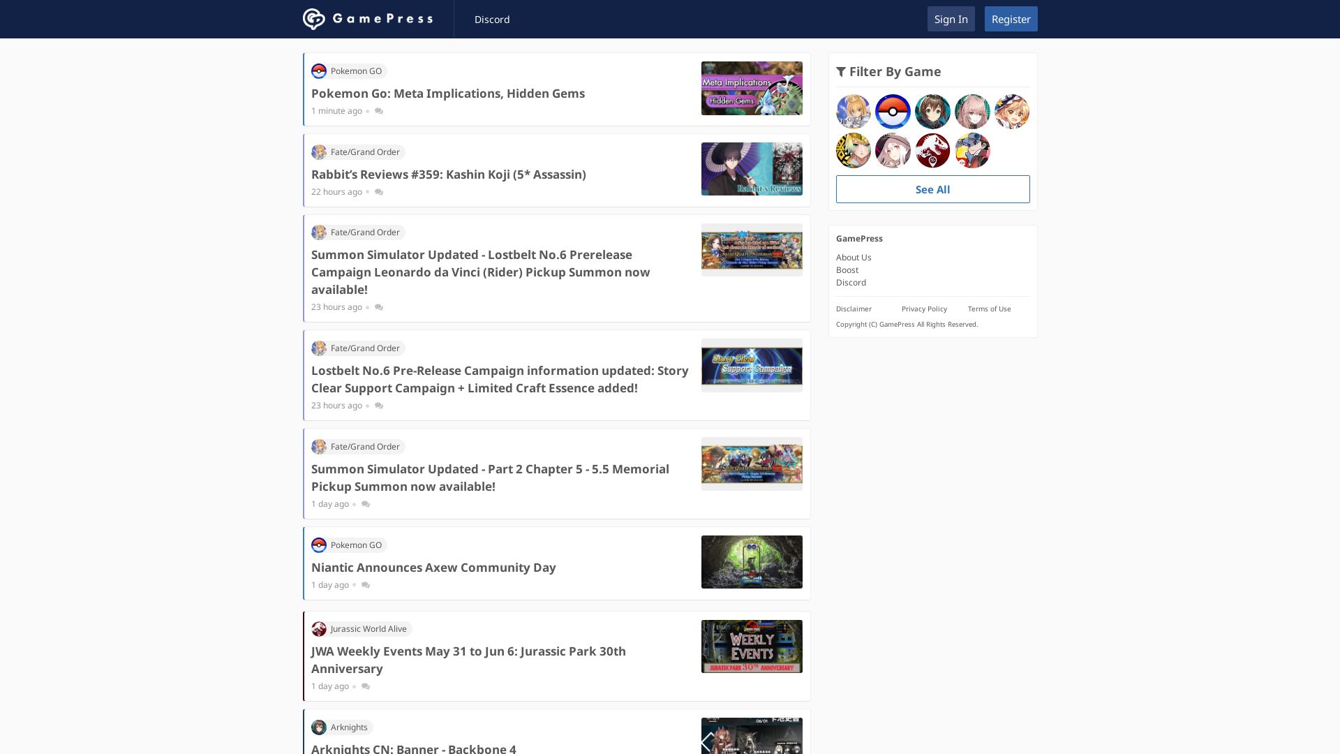 Website status gamepress.gg is   ONLINE