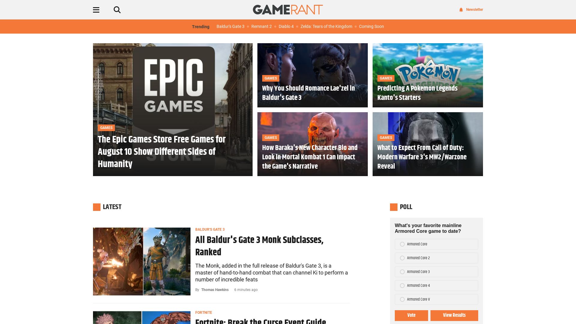 Website status gamerant.com is   ONLINE