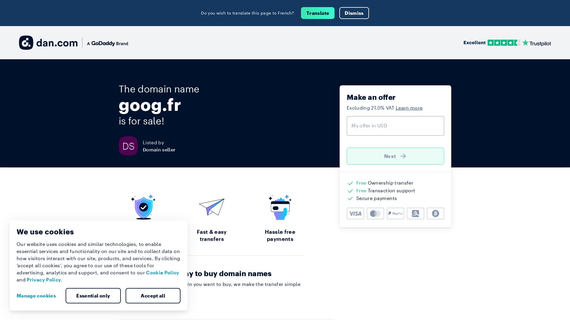 Website status goog.fr is   ONLINE