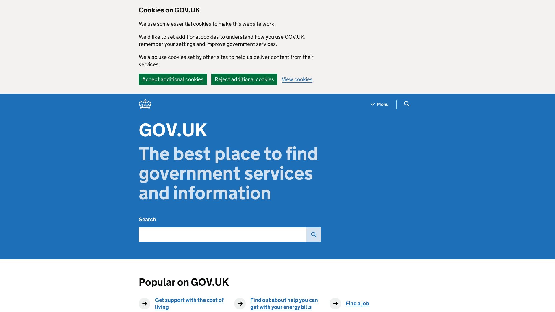Website status gov.uk is   ONLINE