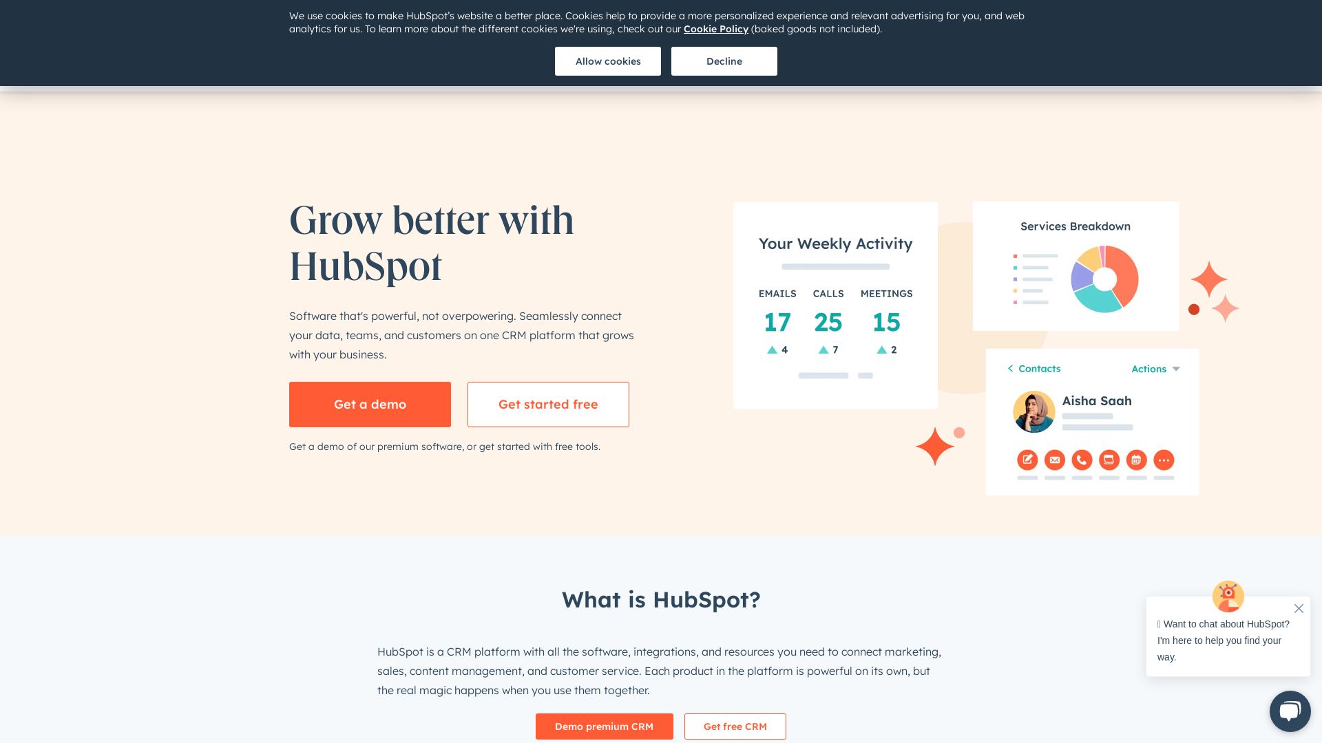 Website status hubspot.com is   ONLINE