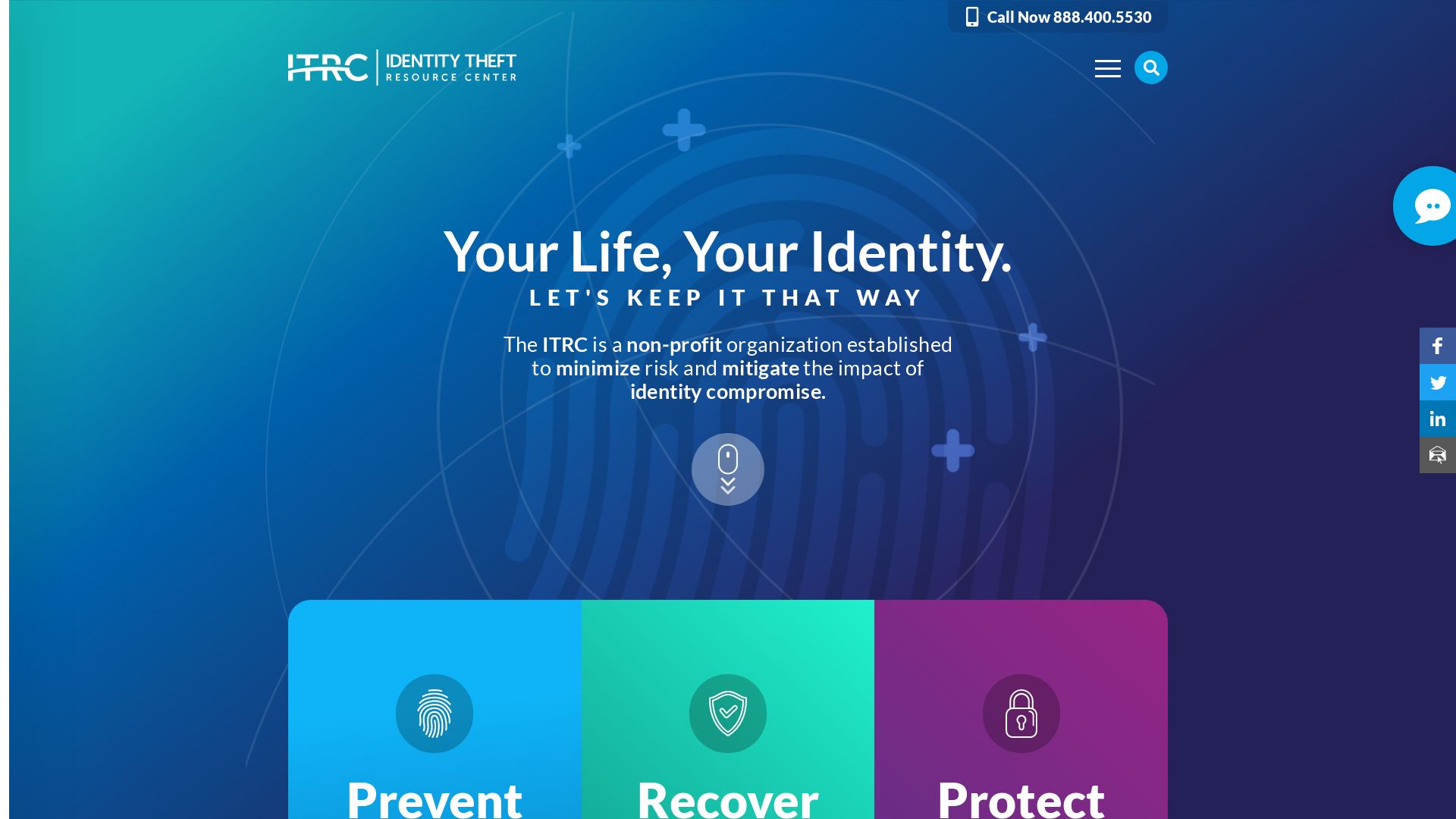 Website status idtheftcenter.org is   ONLINE