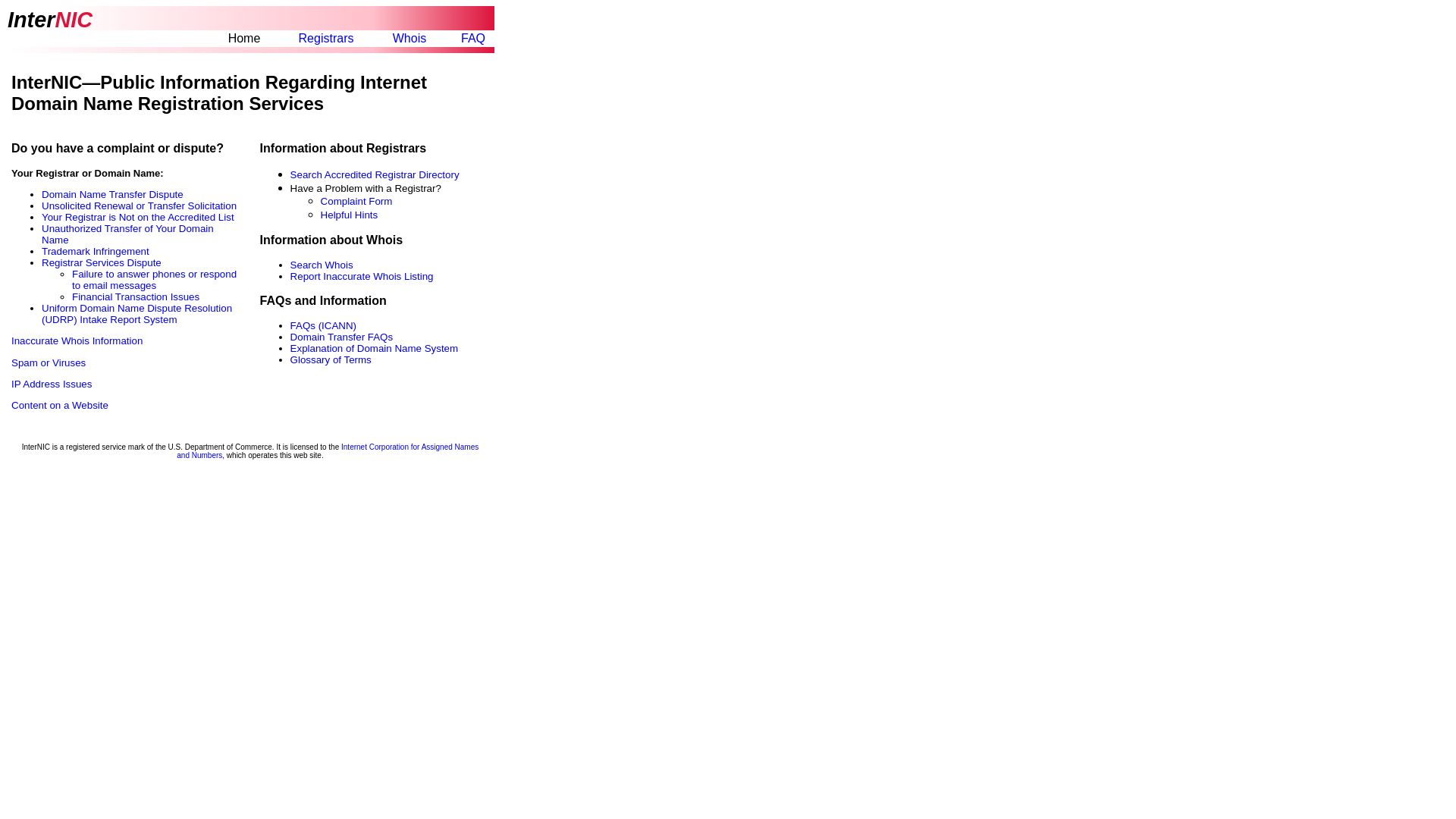 Website status internic.net is   ONLINE
