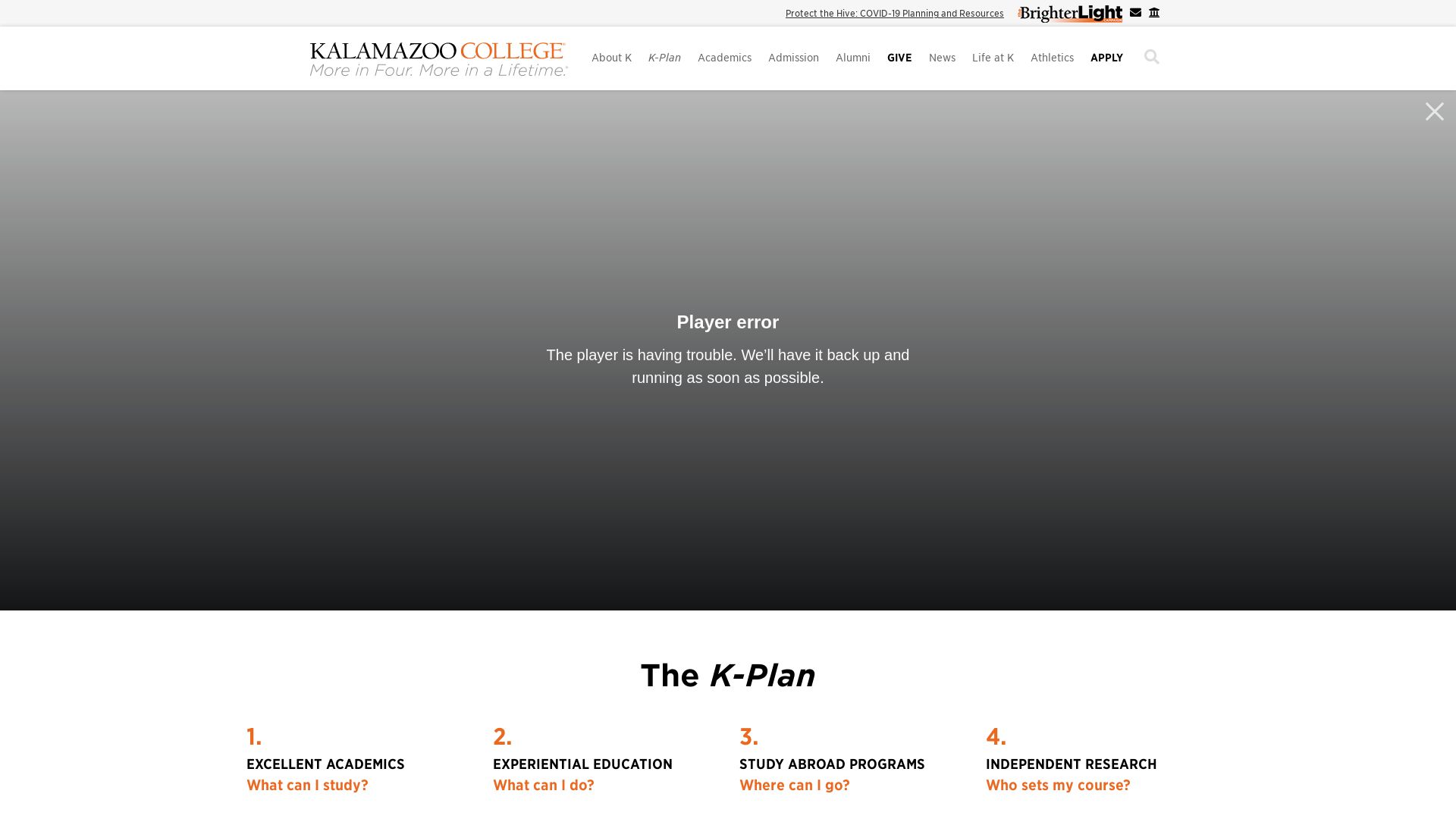 Website status kzoo.edu is   ONLINE