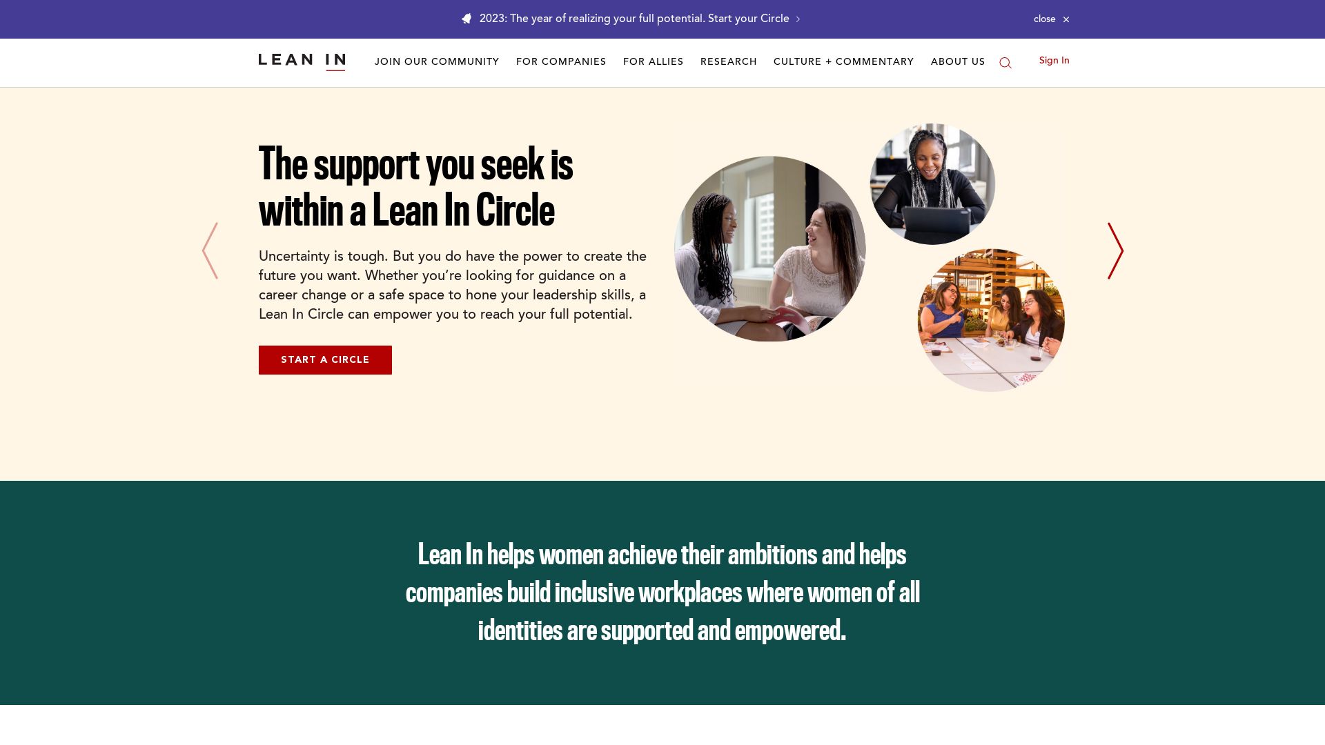 Website status leanin.org is   ONLINE