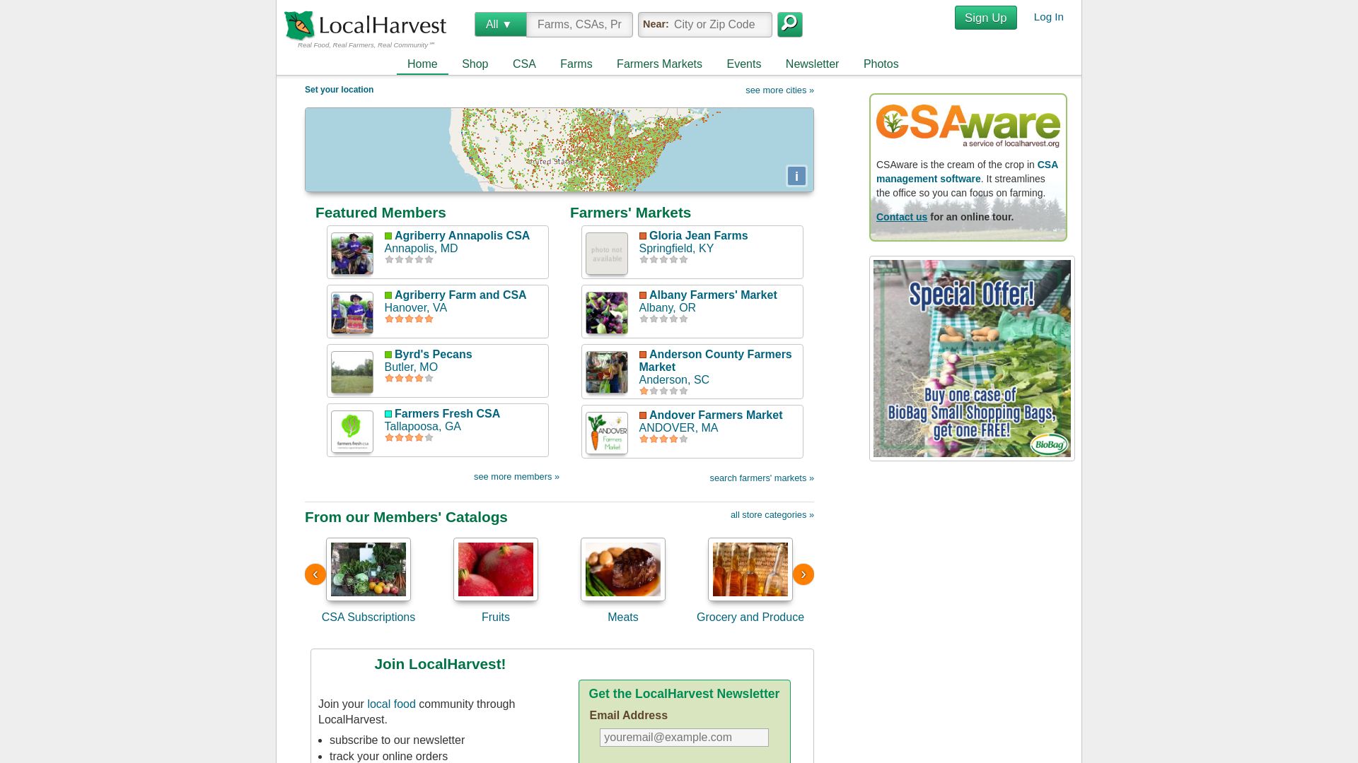Website status localharvest.org is   ONLINE