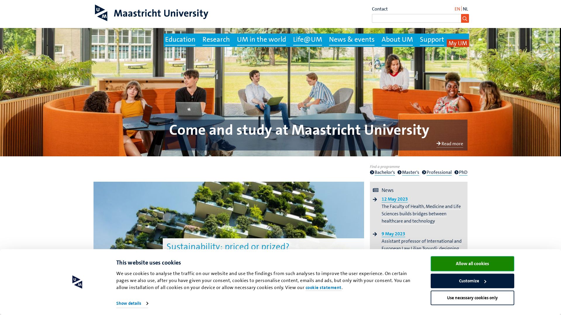 Website status maastrichtuniversity.nl is   ONLINE