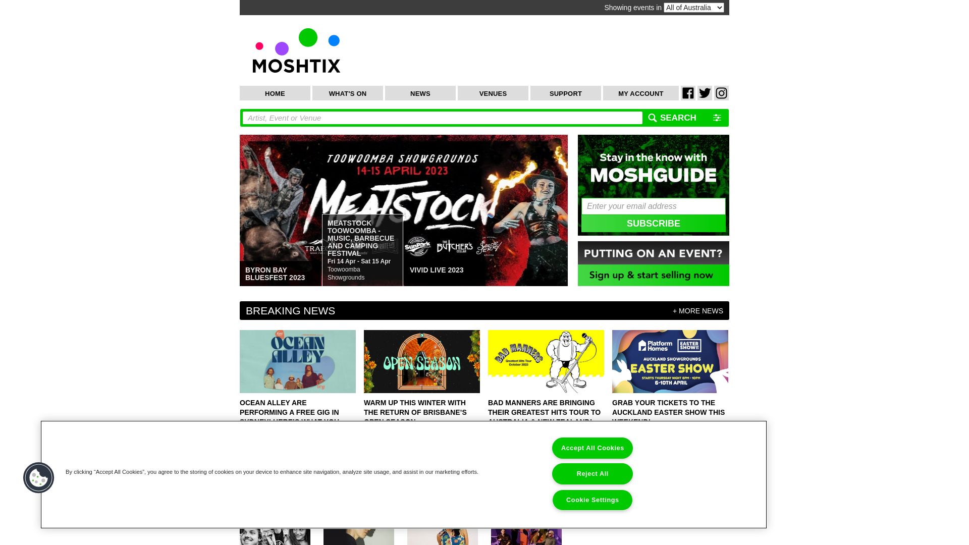 Website status moshtix.com.au is   ONLINE