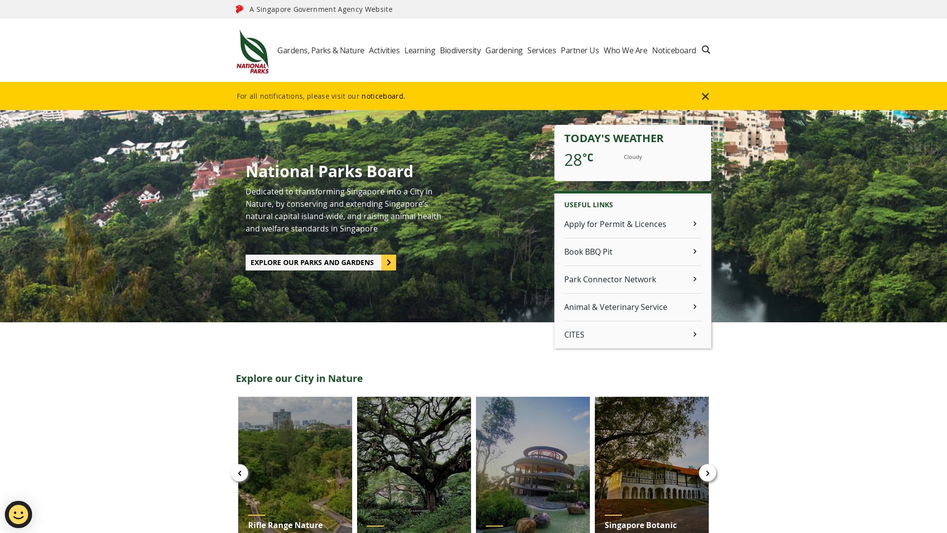 Website status nparks.gov.sg is   ONLINE