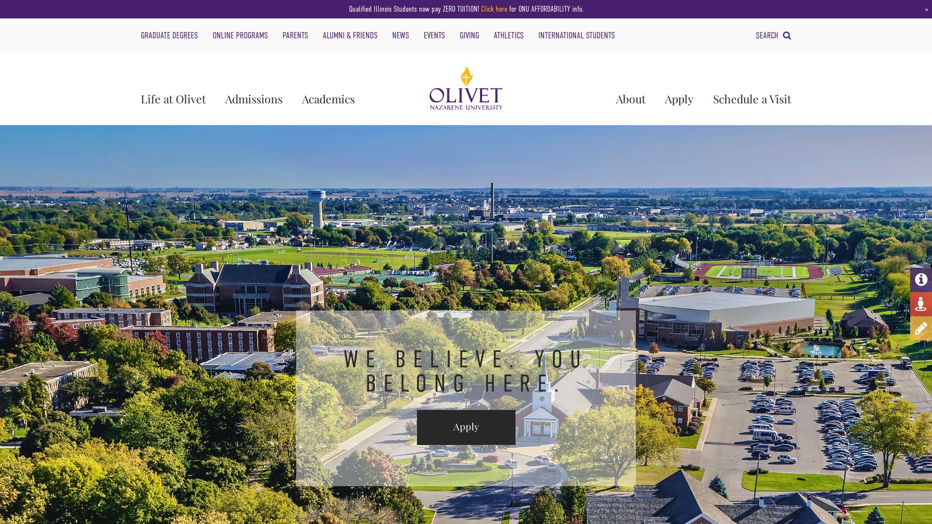 Website status olivet.edu is   ONLINE