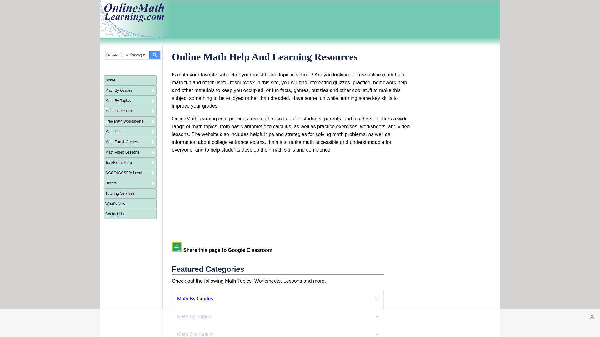 Website status onlinemathlearning.com is   ONLINE