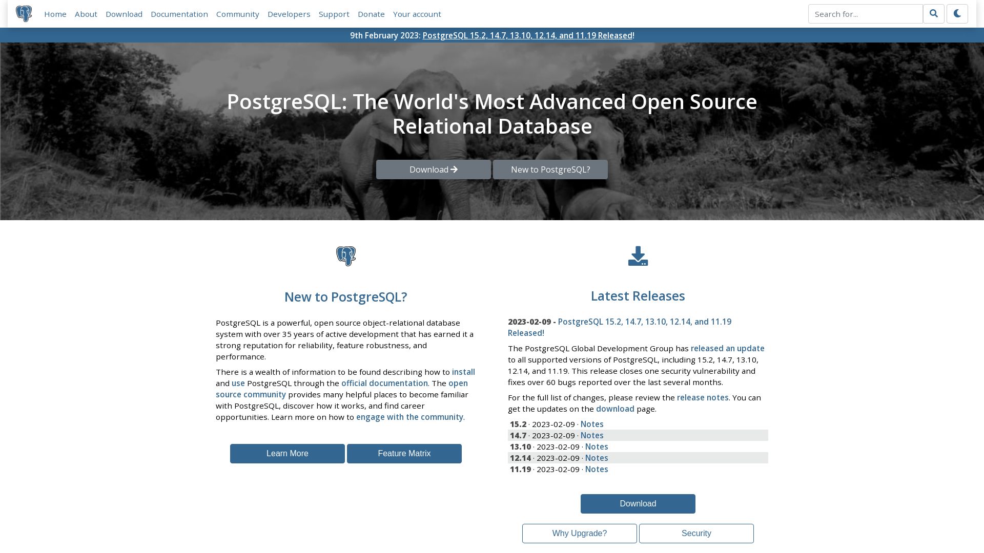 Website status postgresql.org is   ONLINE