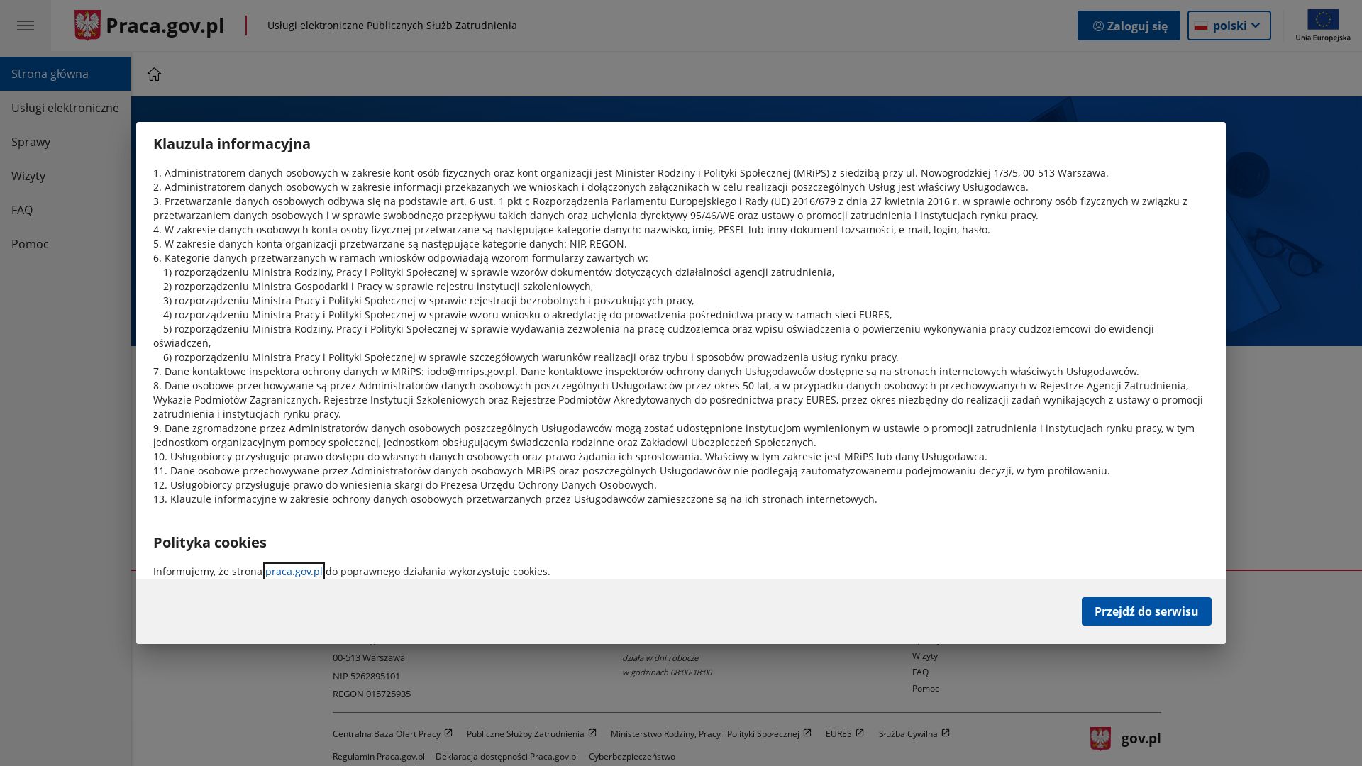 Website status praca.gov.pl is   ONLINE