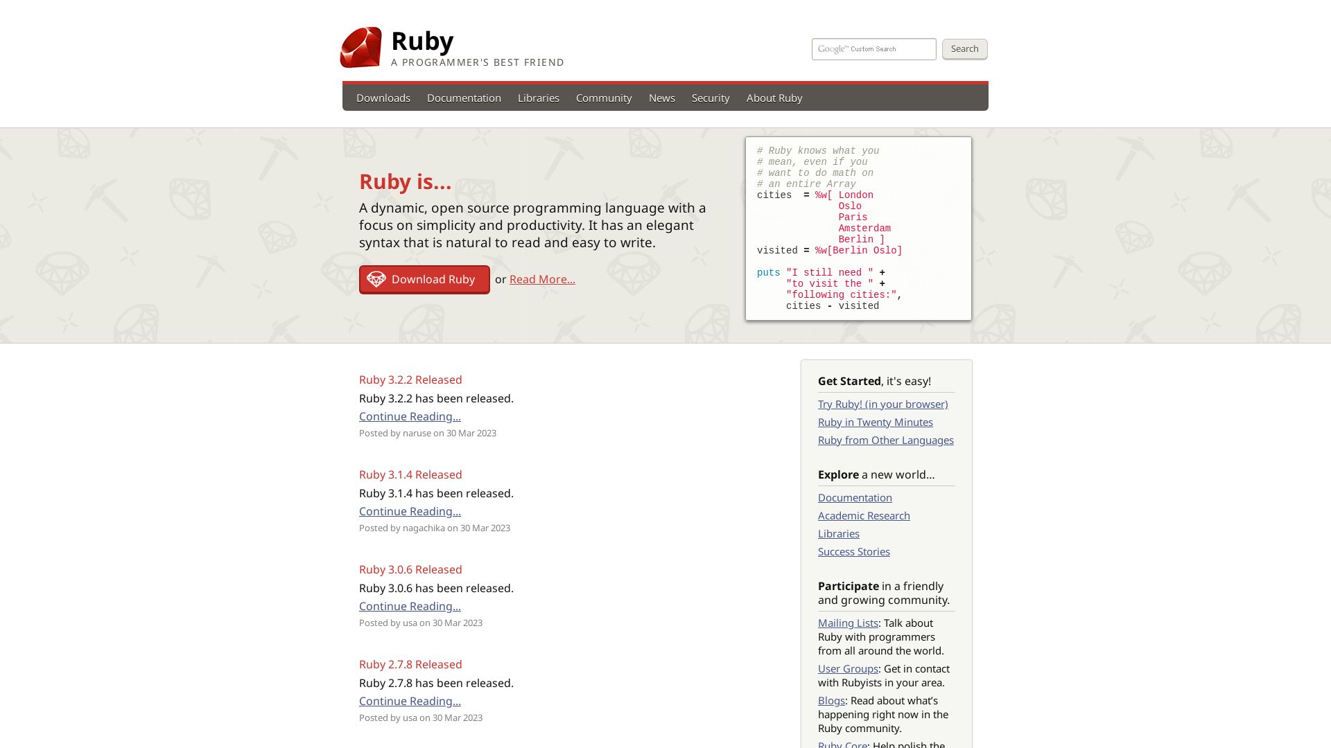 Website status ruby-lang.org is   ONLINE