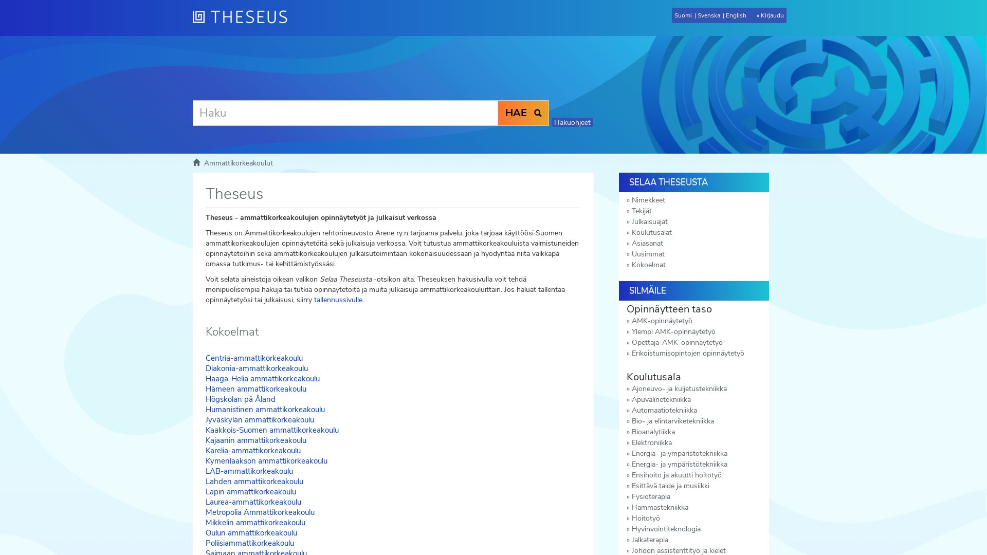 Website status theseus.fi is   ONLINE