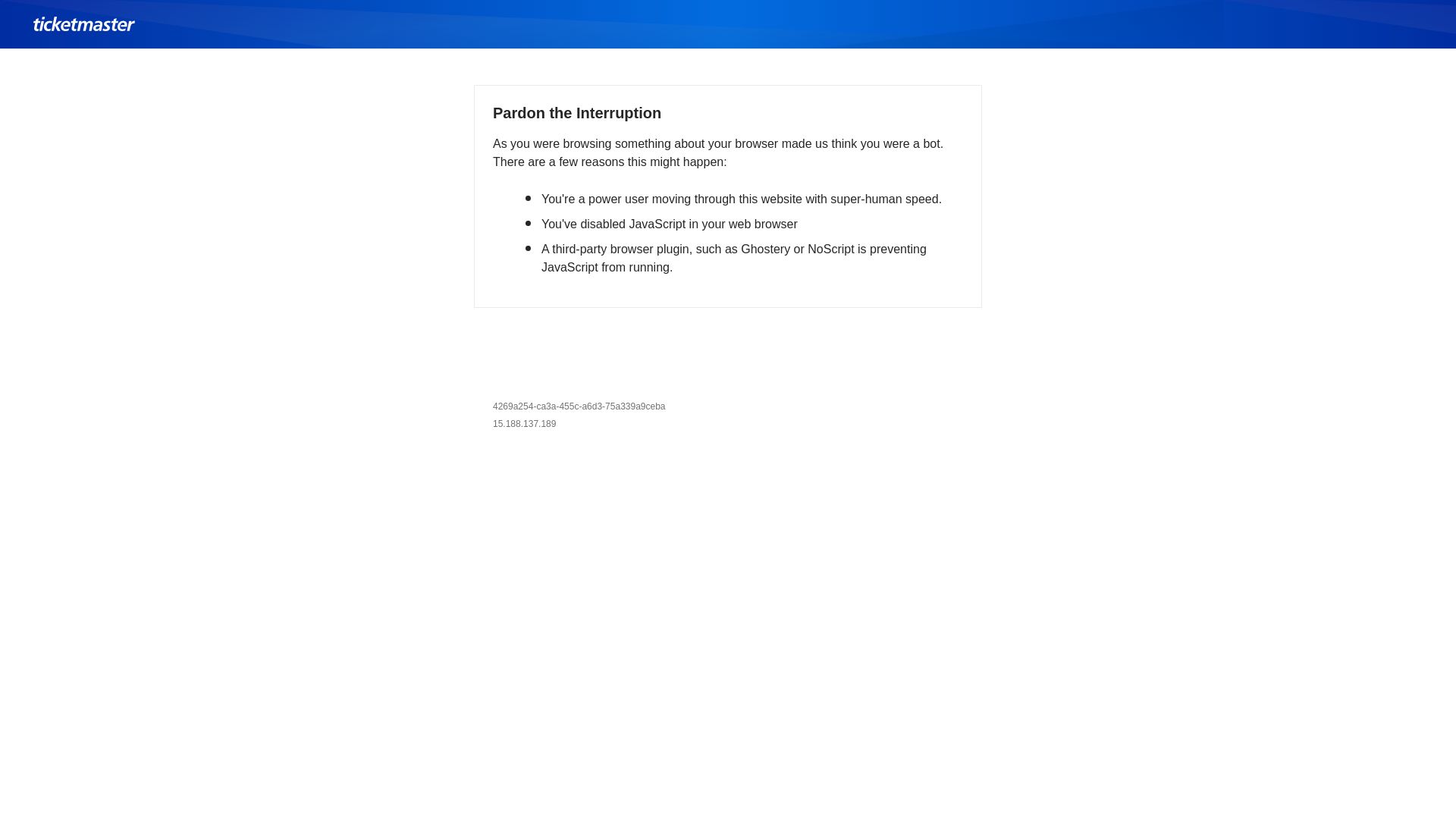 Website status ticketmaster.ca is   ONLINE