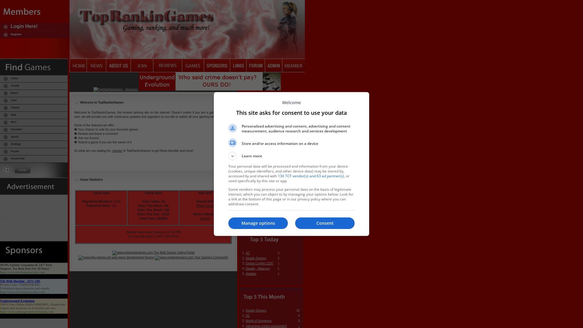 Website status toprankingames.com is   ONLINE