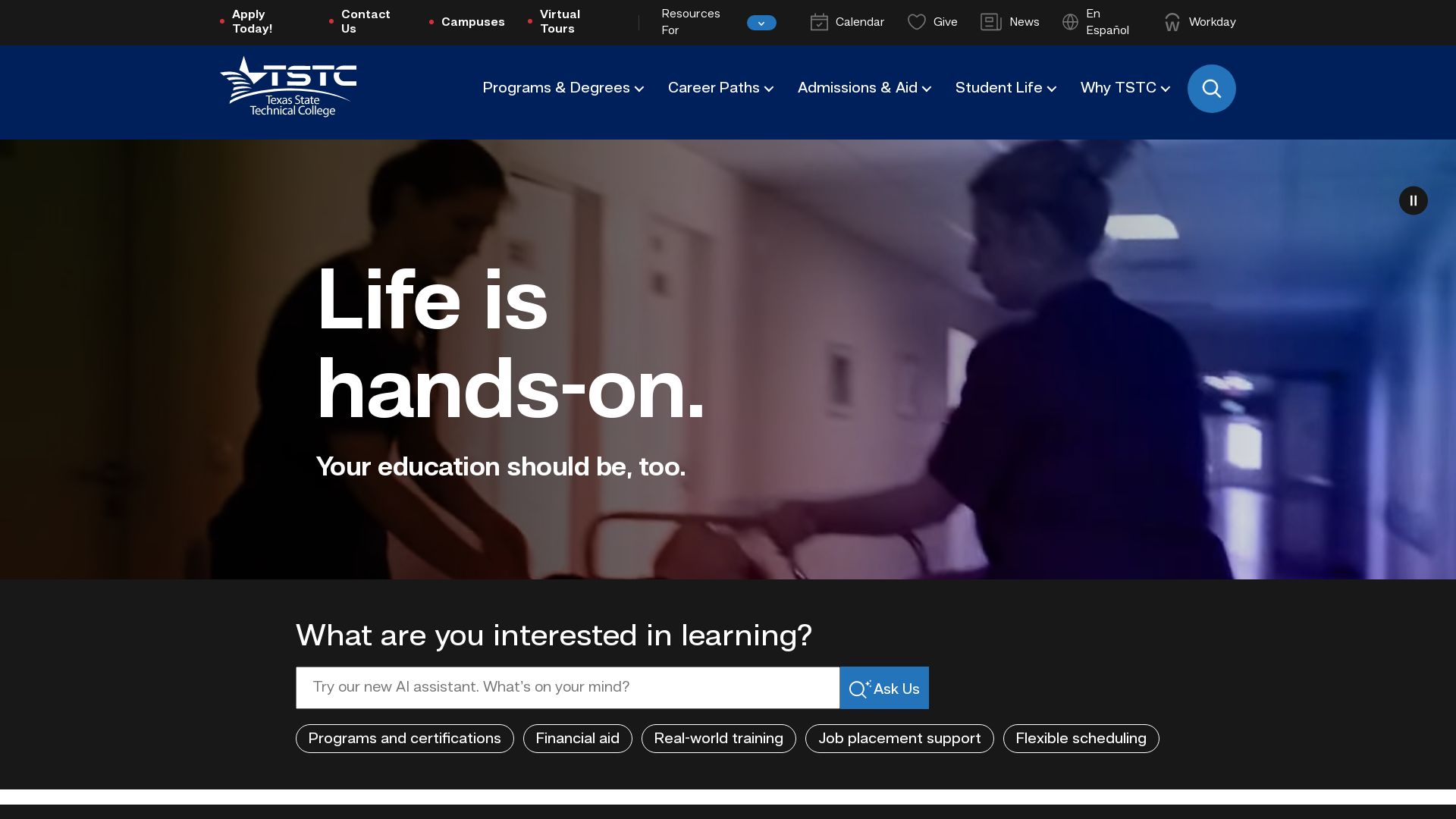 Website status tstc.edu is   ONLINE