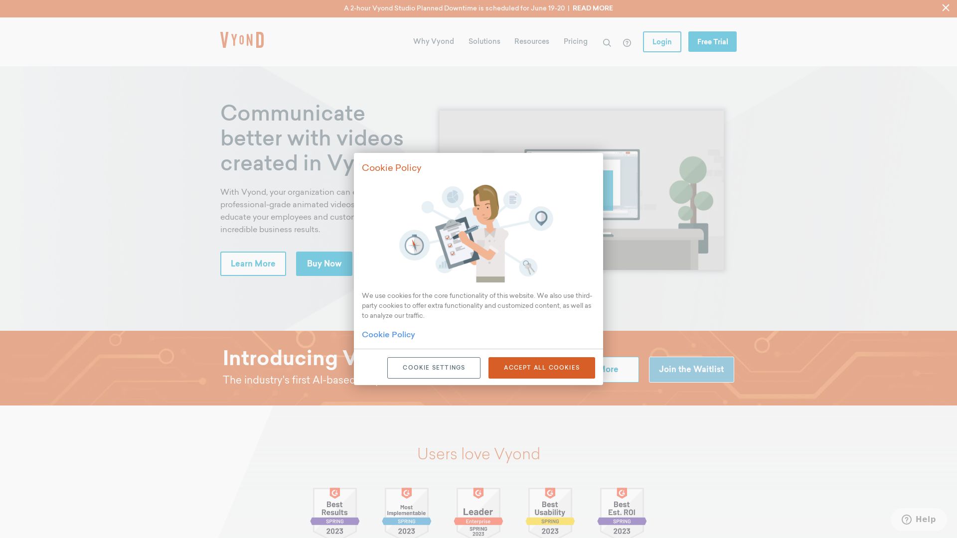 Website status vyond.com is   ONLINE