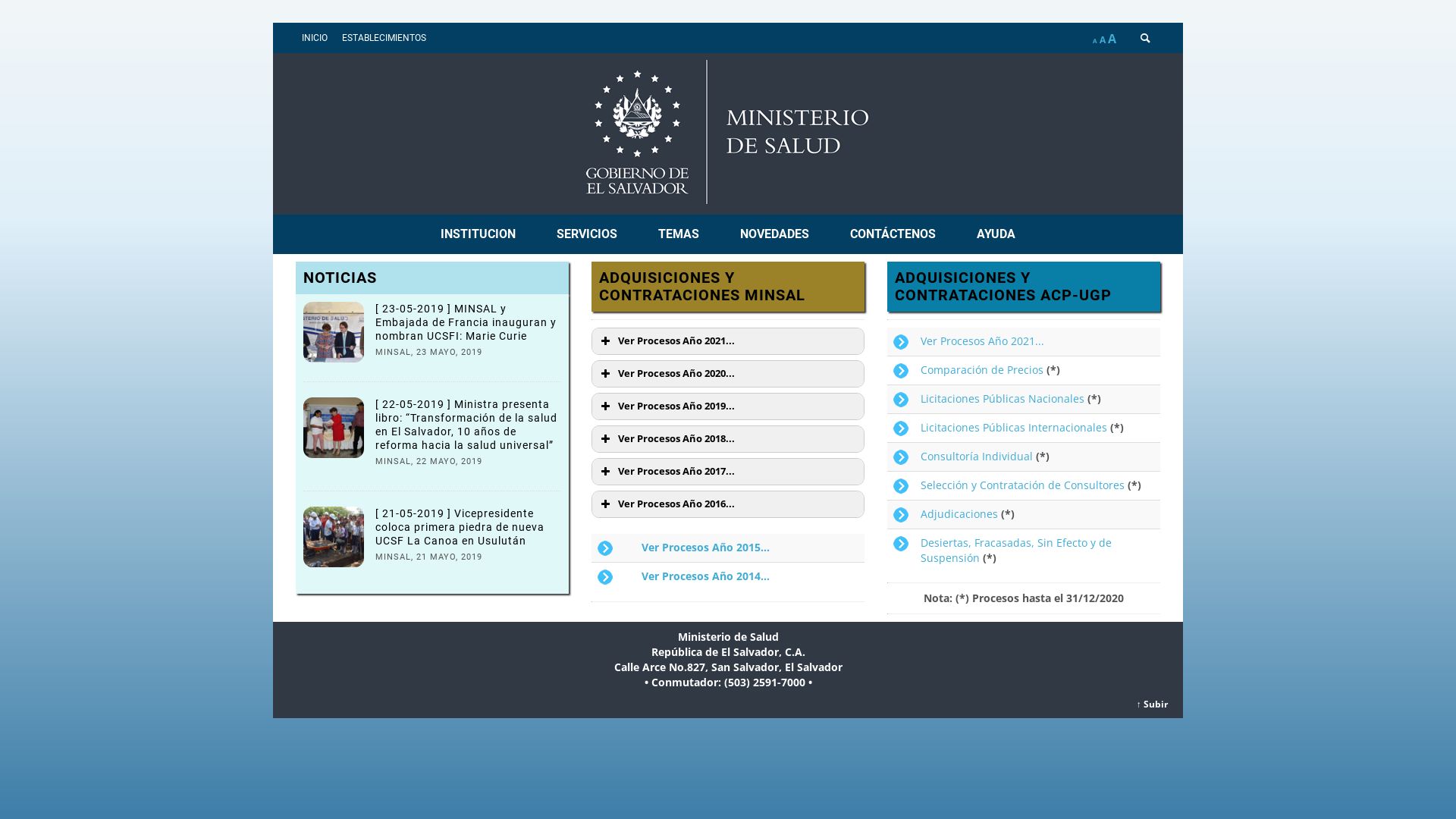 Website status w5.salud.gob.sv is   ONLINE