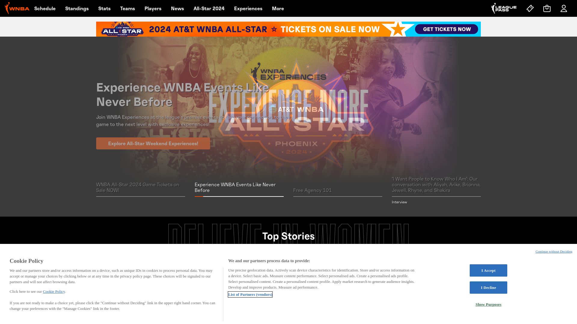 Website status wnba.com is   ONLINE
