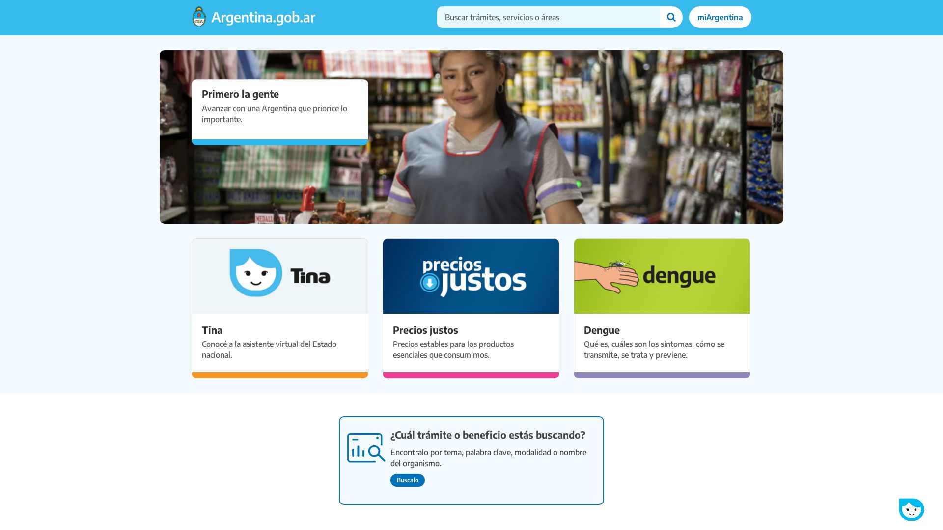 Website status www.argentina.gob.ar is   ONLINE