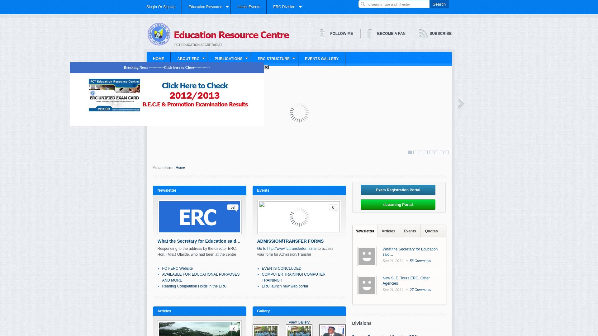Website status www.fcterc.gov.ng is   ONLINE