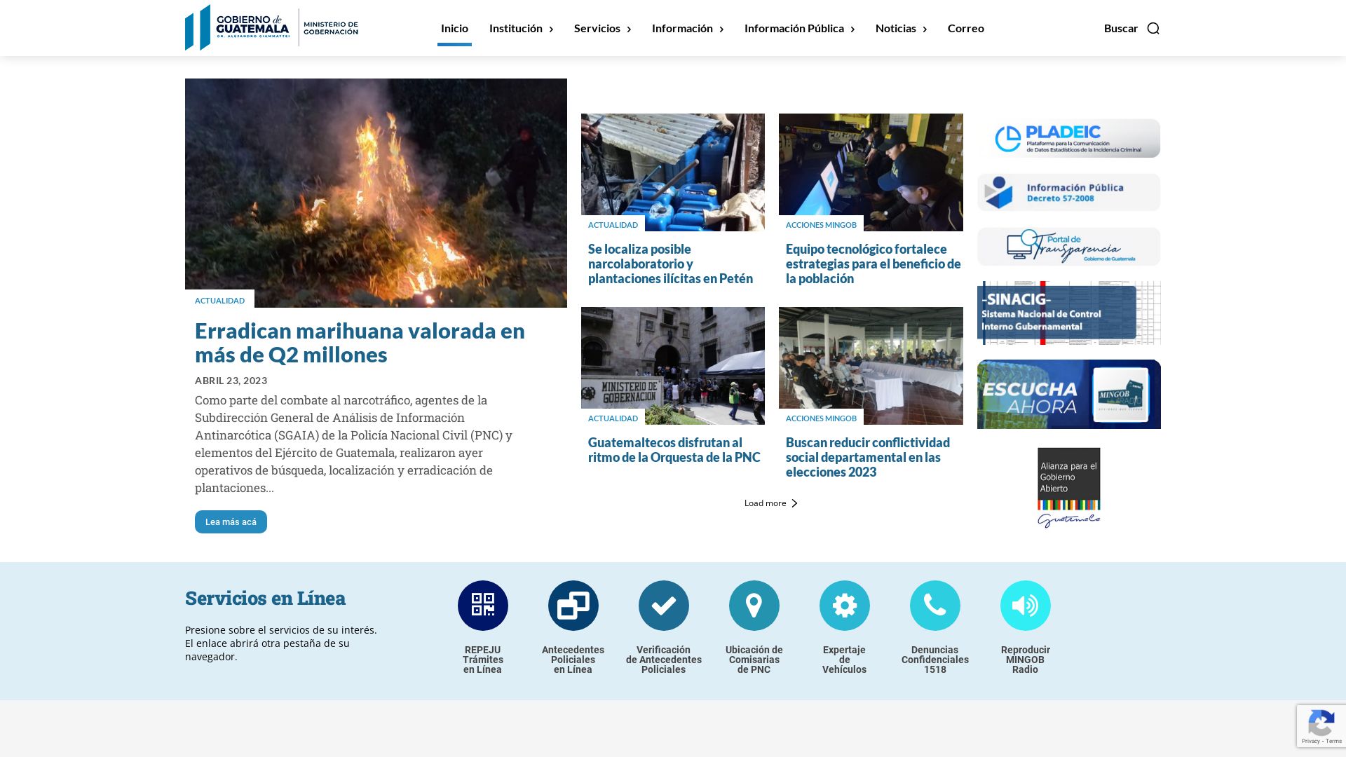 Website status www.mingob.gob.gt is   ONLINE