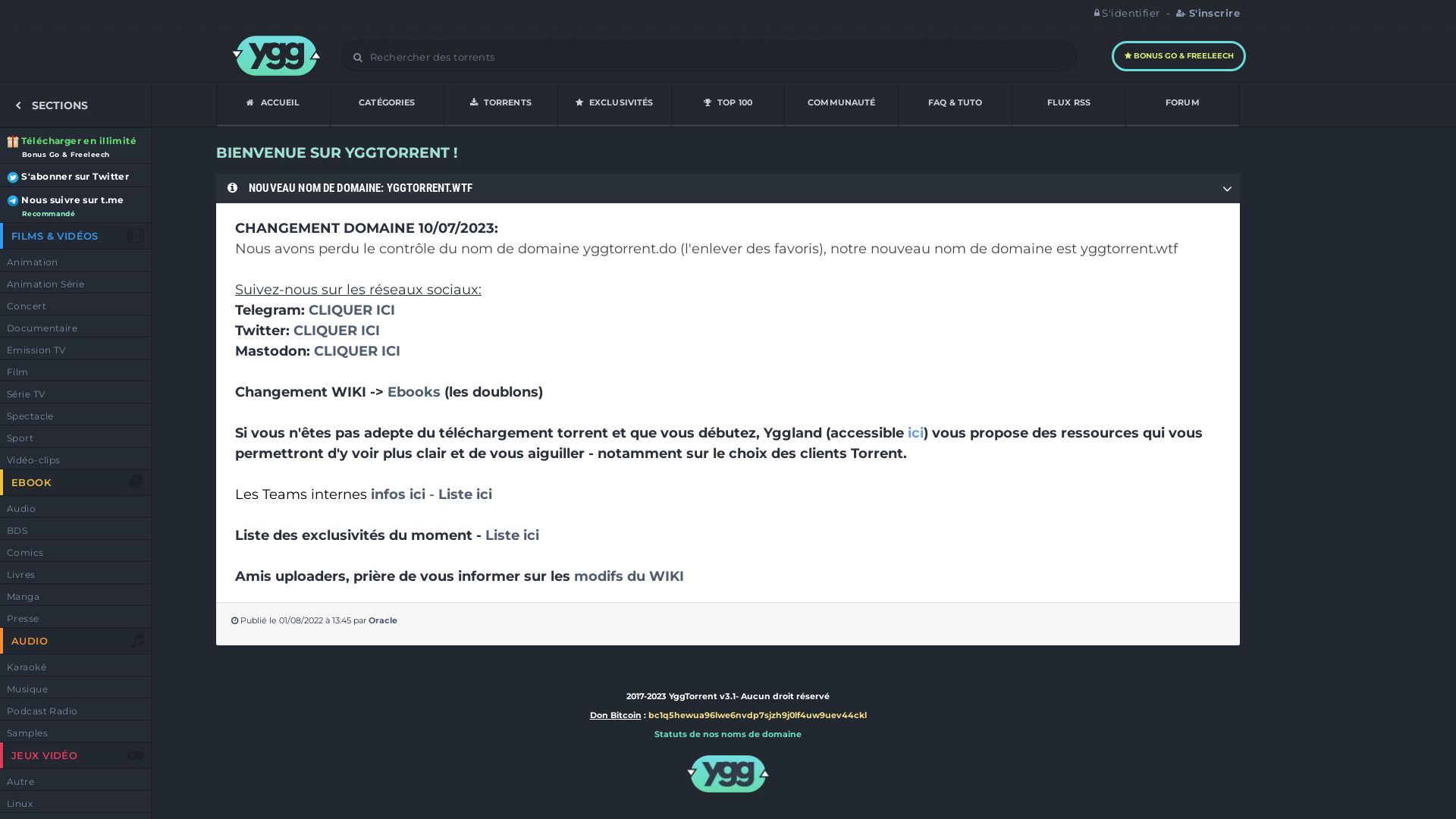 Website status yggtorrent.is is   ONLINE