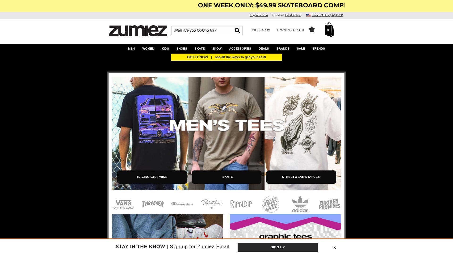 Website status zumiez.com is   ONLINE